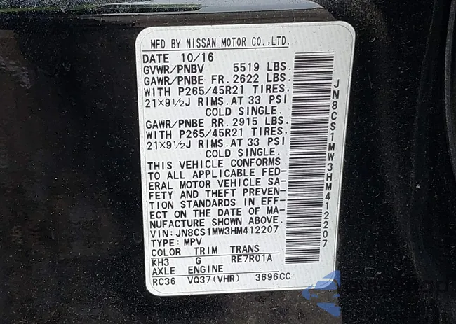 JN8CS1MW3HM412207: 42442197