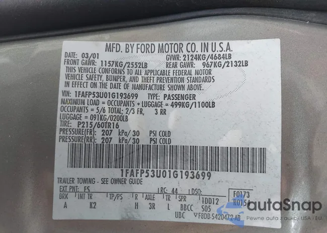 1FAFP53U01G193699: 42442236