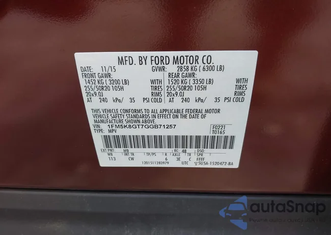 1FM5K8GT7GGB71257: 42442346