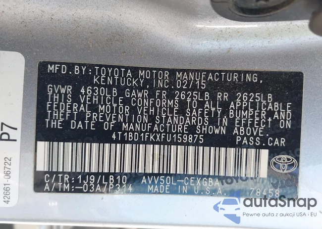 4T1BD1FKXFU159875: 42442875