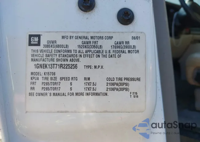 1GNEK13T71R225256: 42443173