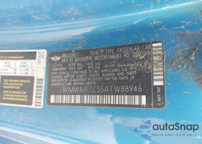 WMWMF7C55ATW88946: 42443200