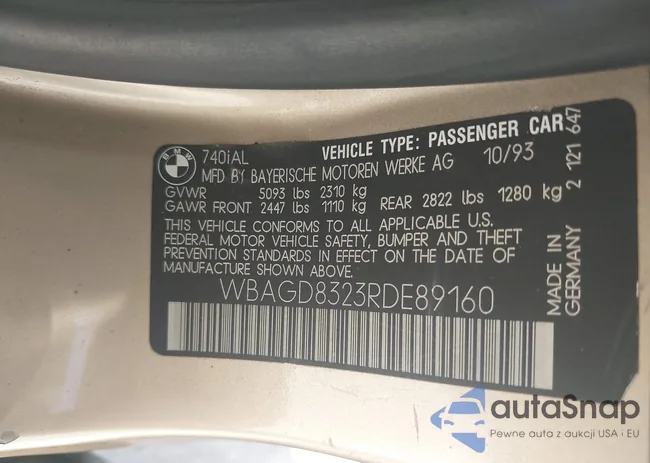 WBAGD8323RDE89160: 42443357