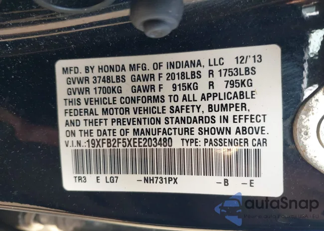 19XFB2F5XEE203480: 42442453