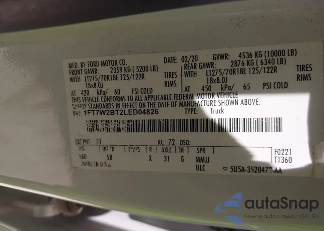 1FT7W2BT2LED04826: 42442489