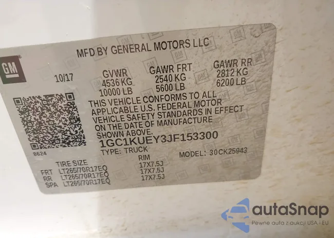 1GC1KUEY3JF153300: 42443829