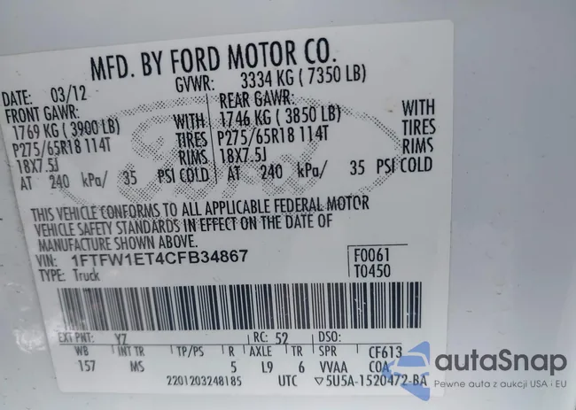 1FTFW1ET4CFB34867: 42444197