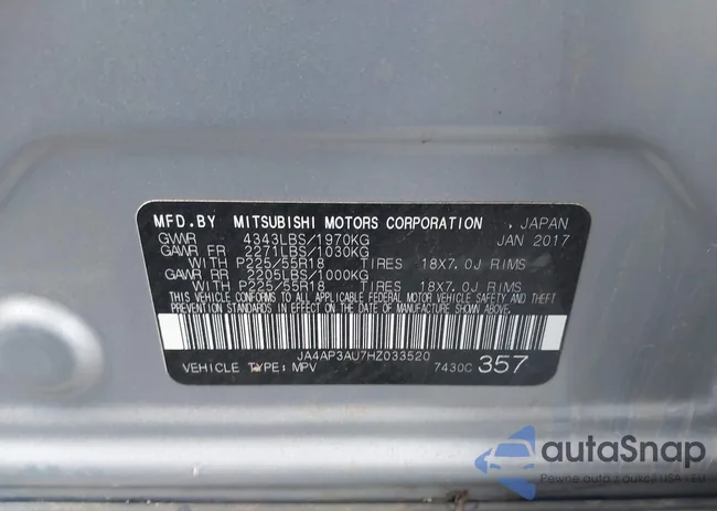 JA4AP3AU7HZ033520: 42444210