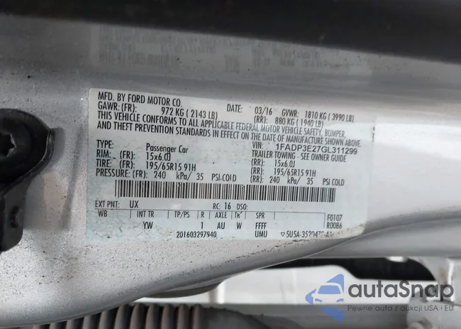 1FADP3E27GL311299: 42443459