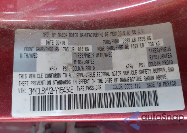 3MYDLBYV2HY154345: 42443509