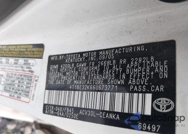 4T1BE32K66U673771: 42445152