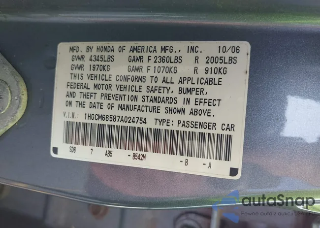 1HGCM66587A024754: 42445211