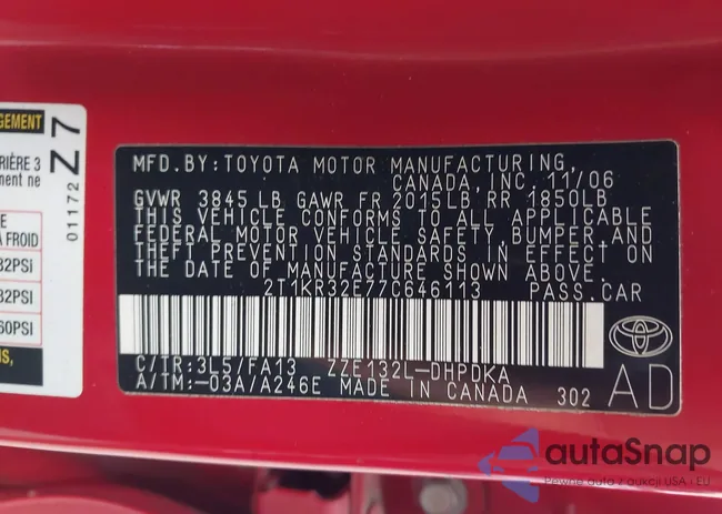 2T1KR32E77C646113: 42445285