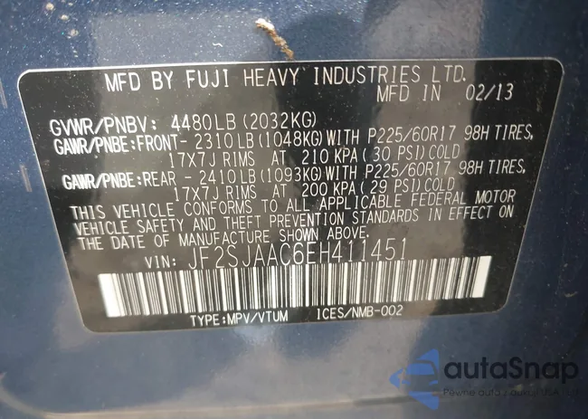 JF2SJAAC6EH411451: 42444409