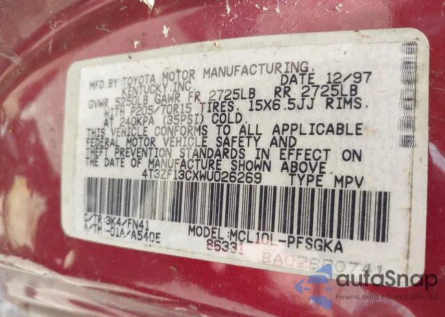 4T3ZF13CXWU026269: 42444601