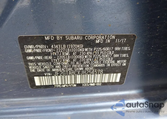 JF2GTABCXJH254578: 42445801