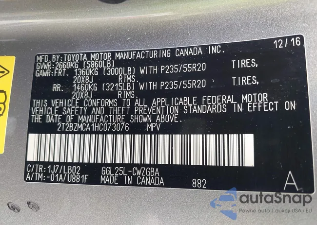 2T2BZMCA1HC073076: 42445802