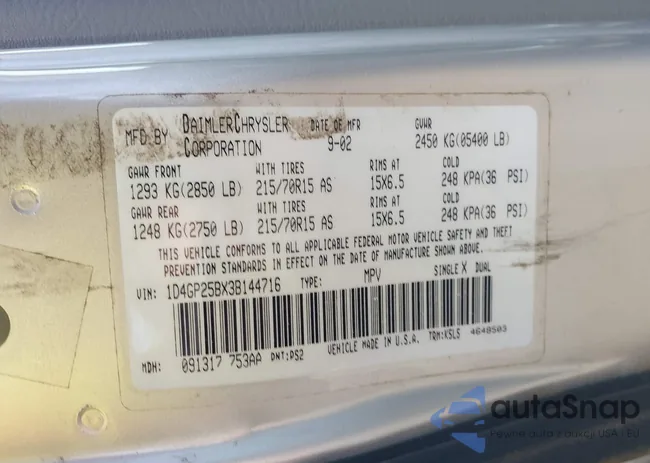 1D4GP25BX3B144716: 42445992