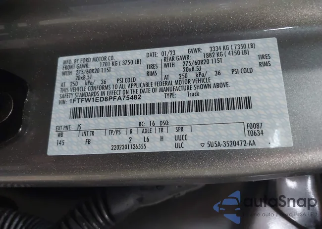 1FTFW1ED8PFA75482: 42446242