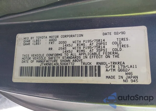 JT4RN81A9L5068772: 42445525