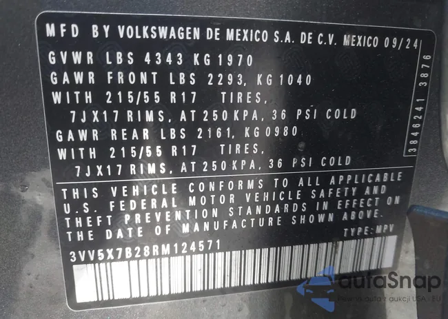 3VV5X7B28RM124571: 42445633