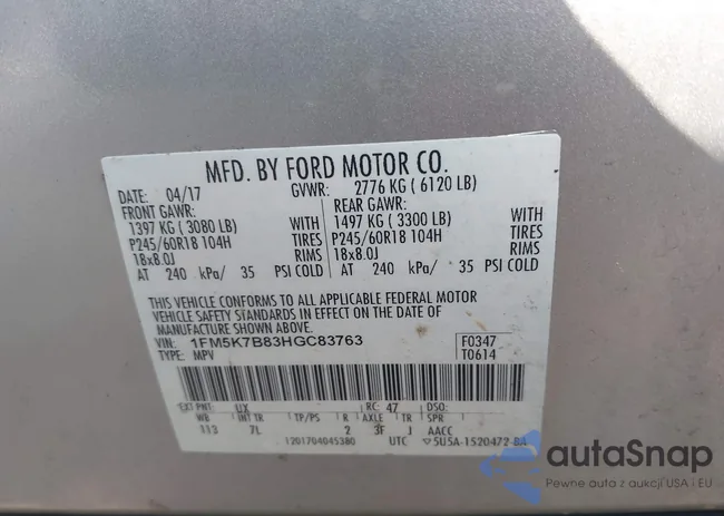 1FM5K7B83HGC83763: 42445736