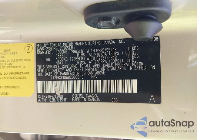 2T2HK31U68C093619: 42446975