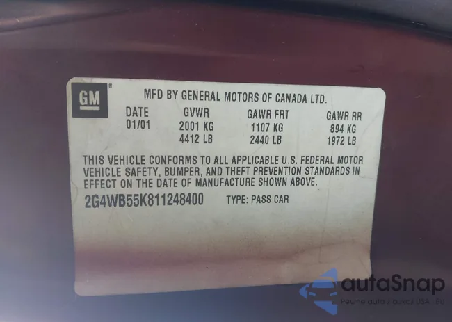 2G4WB55K811248400: 42447042