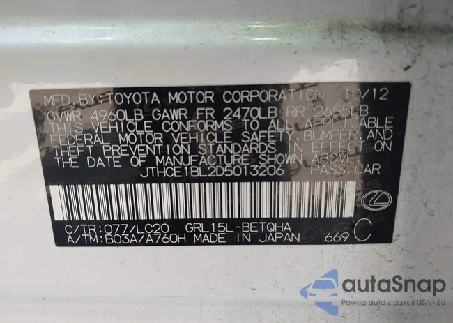 JTHCE1BL2D5013206: 42447141