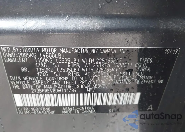 2T3BFREV8DW111784: 42447229