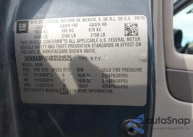 3GNBABFW4BS520525: 42447290