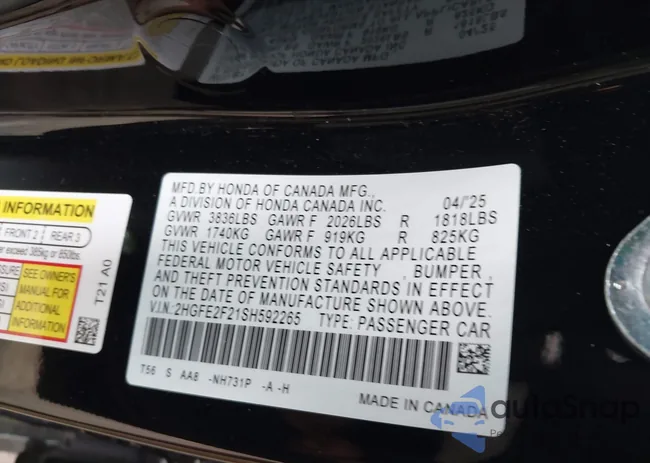 2HGFE2F21SH592265: 42447335