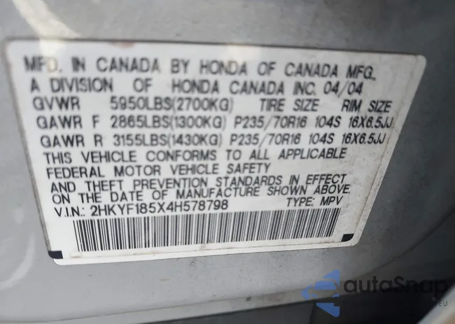 2HKYF185X4H578798: 42447759