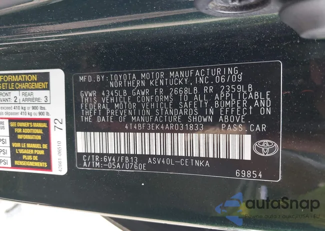 4T4BF3EK4AR031833: 42447831