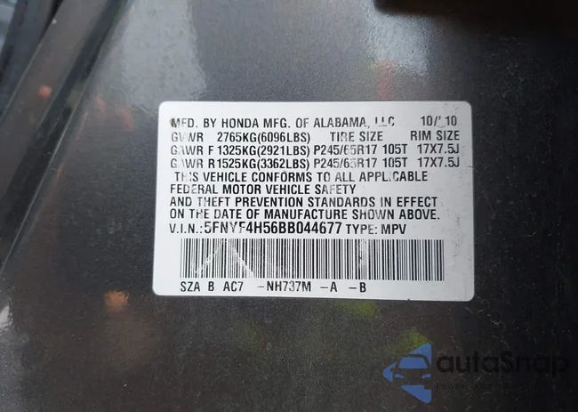 5FNYF4H56BB044677: 42447905