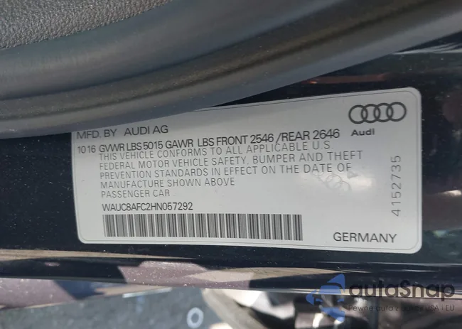 WAUC8AFC2HN057292: 42447941