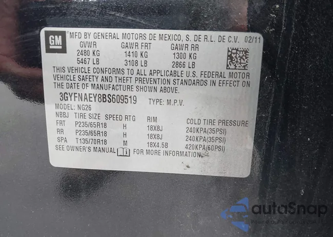 3GYFNAEY8BS609519: 42447965