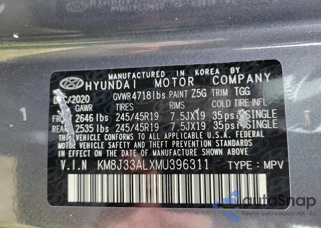 KM8J33ALXMU396311: 42448255