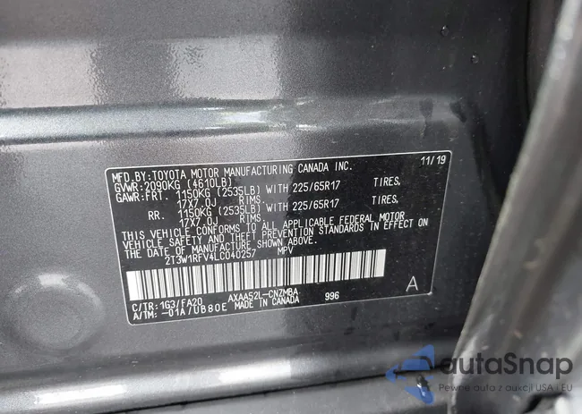 2T3W1RFV4LC040257: 42448299