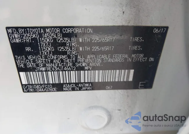 JTMWFREV3HJ146612: 42448306