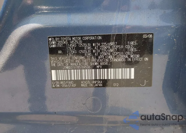 JTMBD31V785184506: 42447384