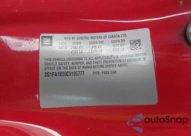 2G1FA1E30C9195777: 42447436