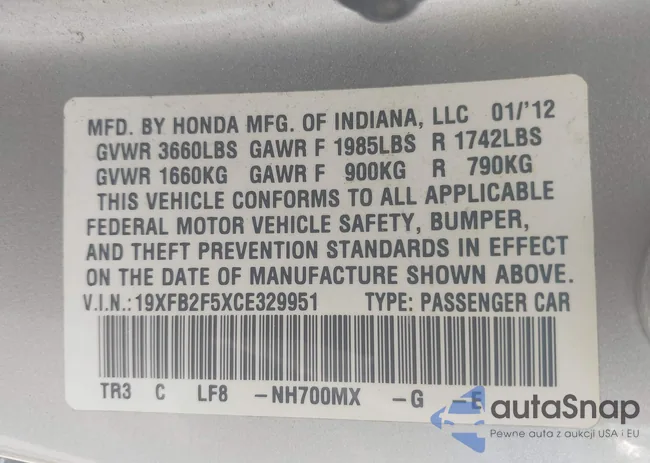 19XFB2F5XCE329951: 42447464