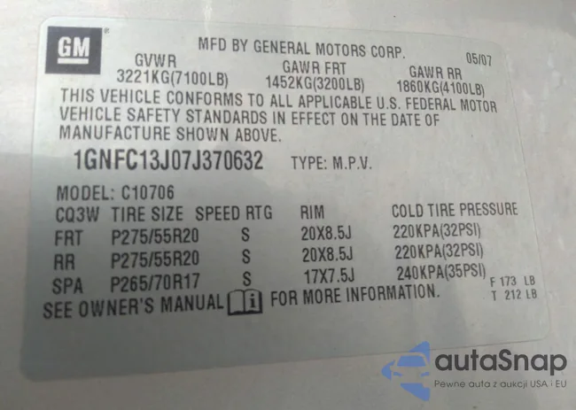 1GNFC13J07J370632: 42447629