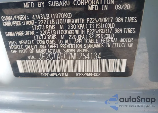 JF2GTAEC7MH254134: 42447687