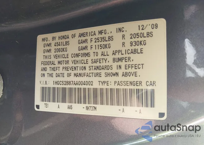 1HGCS2B87AA004002: 42447721