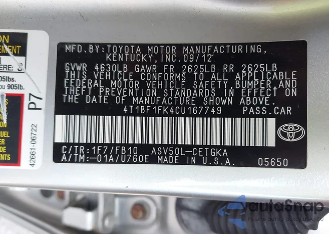 4T1BF1FK4CU167749: 42448878