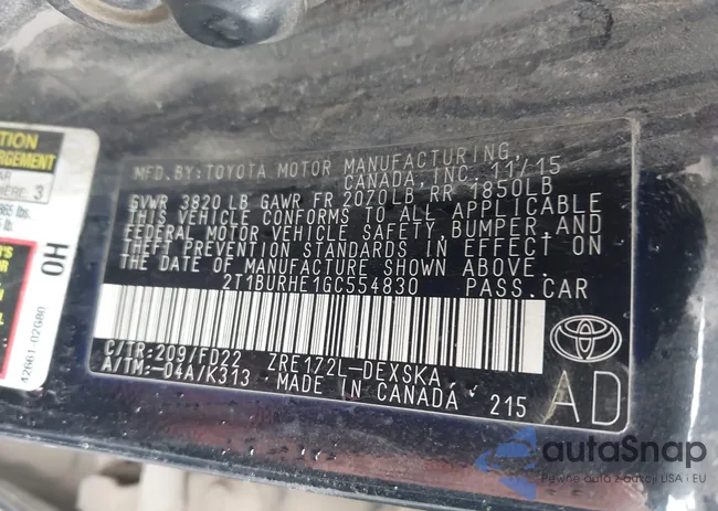 2T1BURHE1GC554830: 42449745