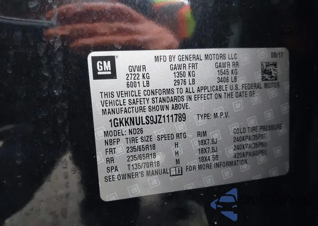 1GKKNULS9JZ111789: 42449458