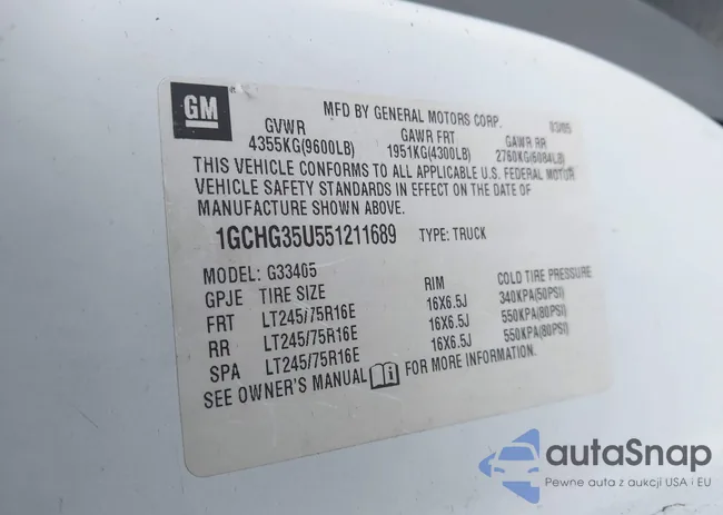 1GCHG35U551211689: 42450896